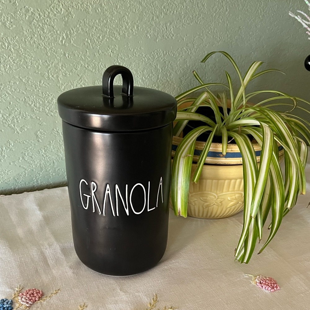 Rae Dunn Artisan Collection “GRANOLA” Black Matte Canister